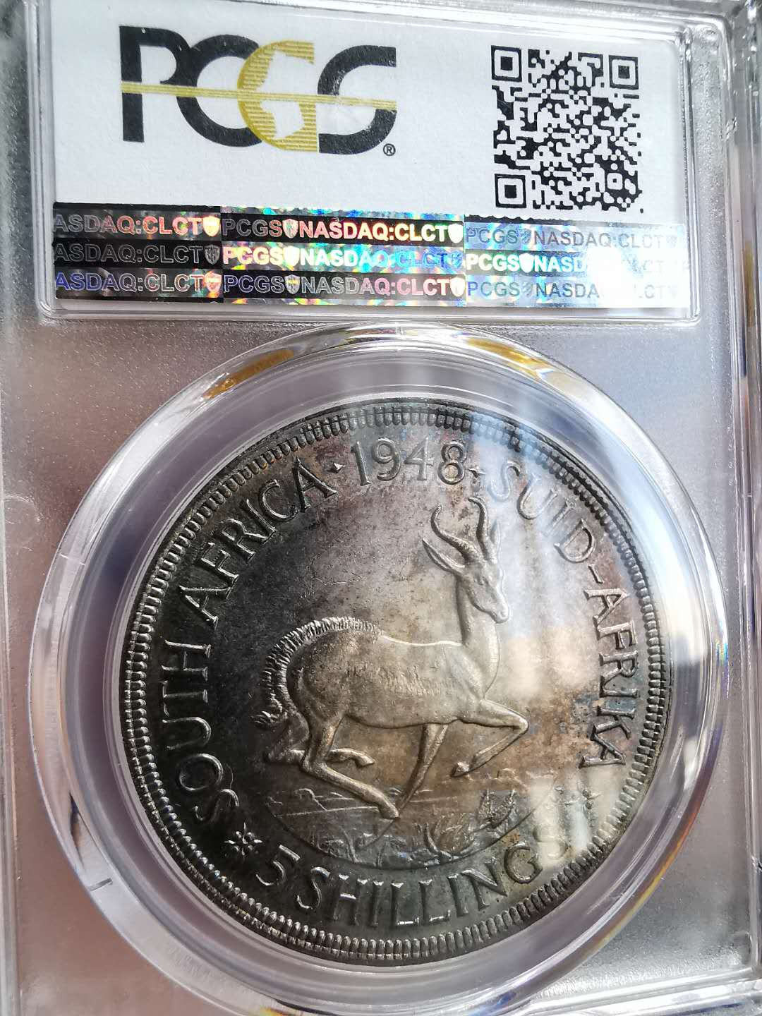 凡希社世界钱币微拍第一百四十六期 1948南非乔五5先令大银PCGS-MS64五彩！