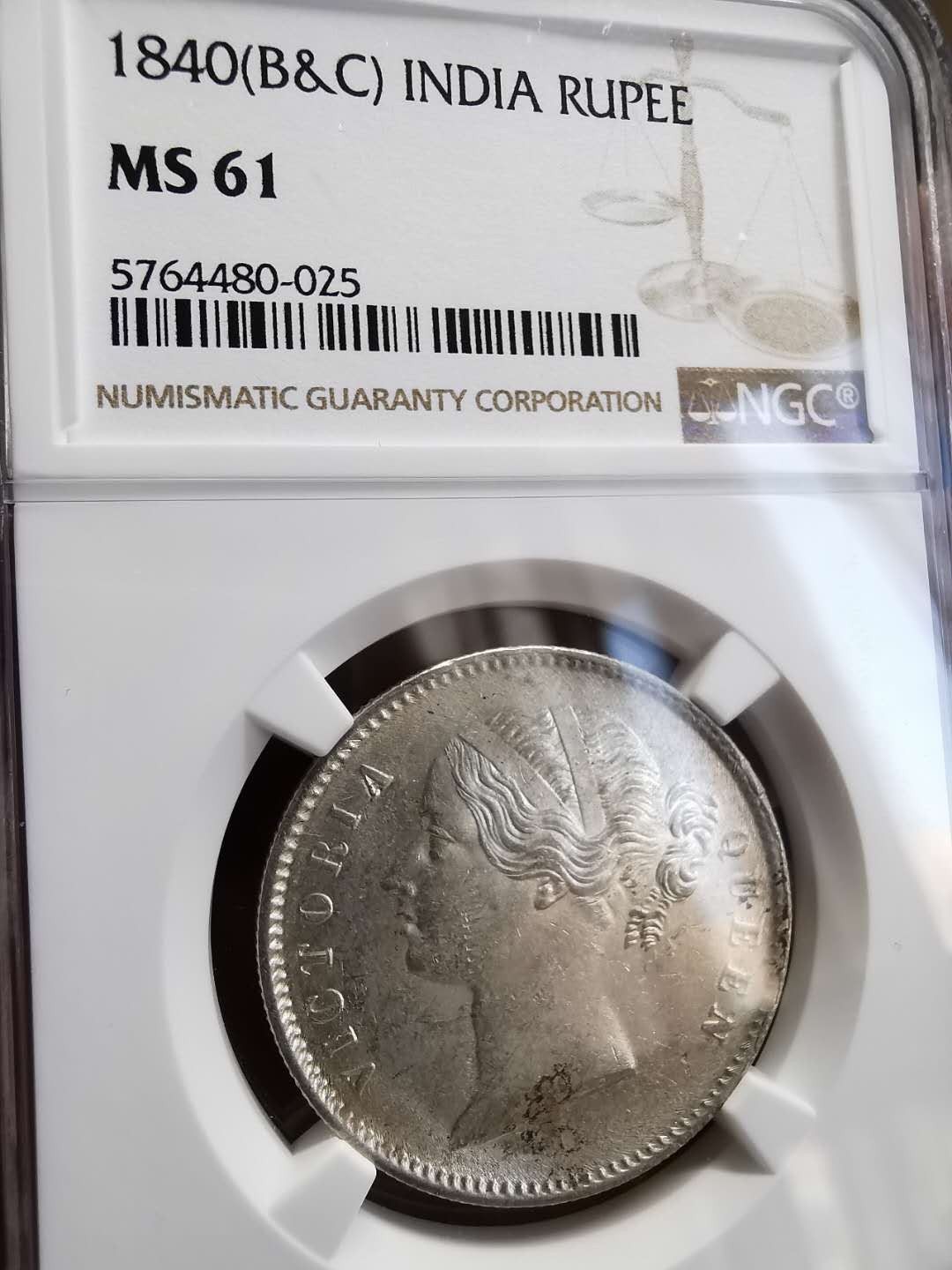 凡希社世界钱币微拍第一百四十六期 1840东印度小维卢比NGC-MS61