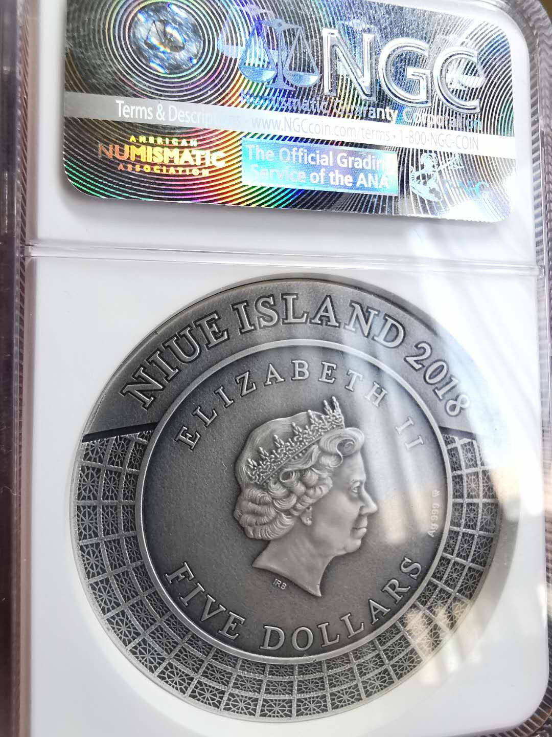 凡希社世界钱币微拍第一百四十六期 2018纽埃奥林匹斯之神系列哈迪斯仿古彩银NGC-PF70原盒证书！