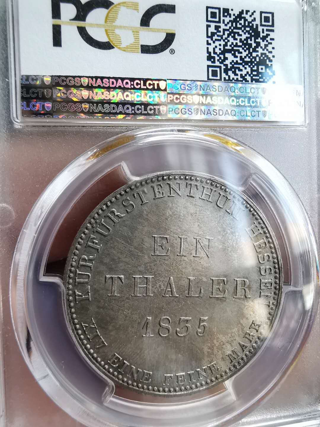 凡希社世界钱币微拍第一百四十六期 稀！1835黑森卡塞尔泰勒大银PCGS-MS64灰彩包浆！