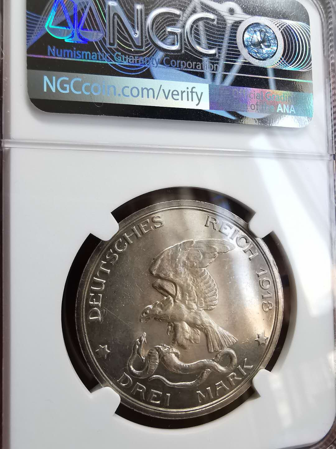 凡希社世界钱币微拍第一百四十六期 1913普鲁士击败拿破仑精铸3马克NGC-PF61