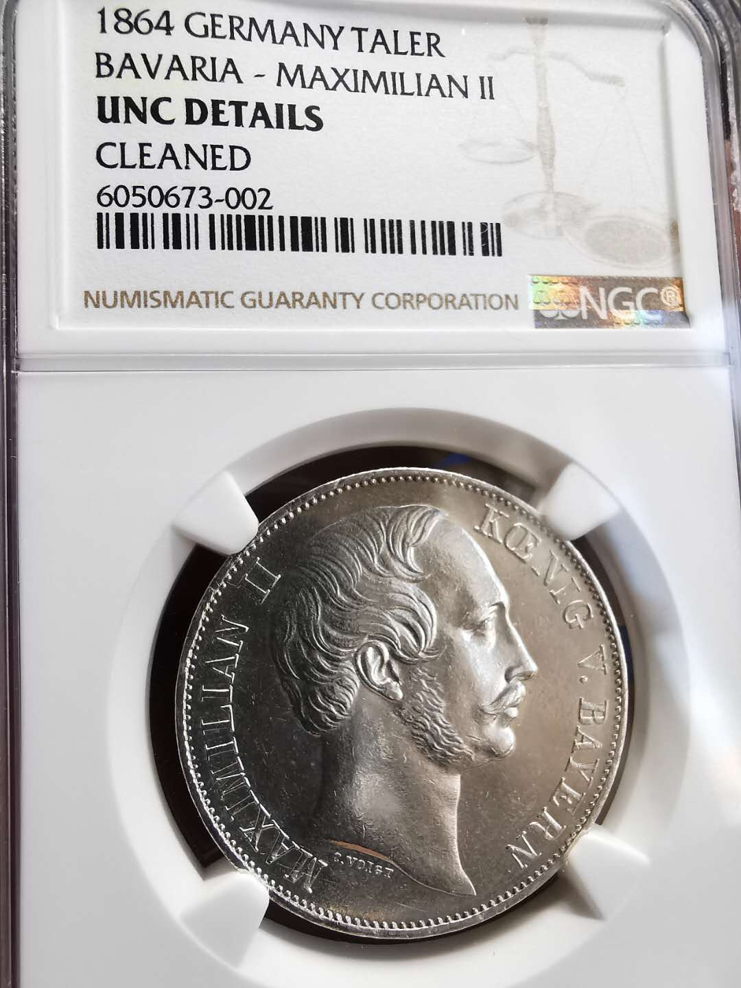 凡希社世界钱币微拍第一百四十六期 1864巴伐利亚泰勒NGC-UNCD