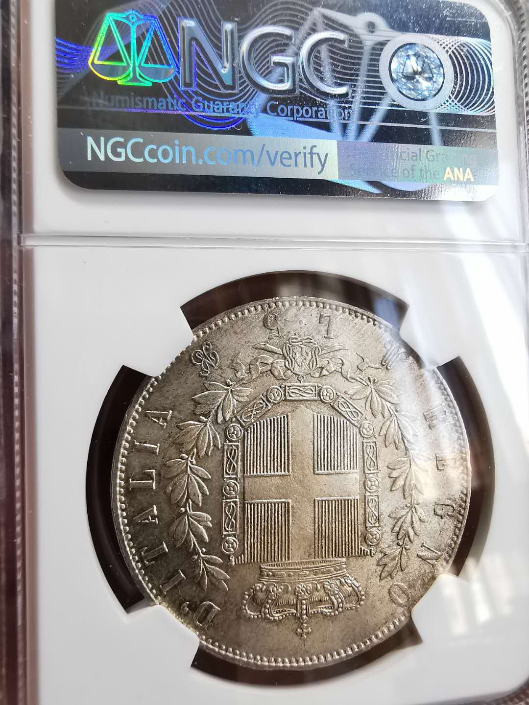 凡希社世界钱币微拍第一百四十六期 1871意大利王国5里拉大银NGC-MS63+收藏级！