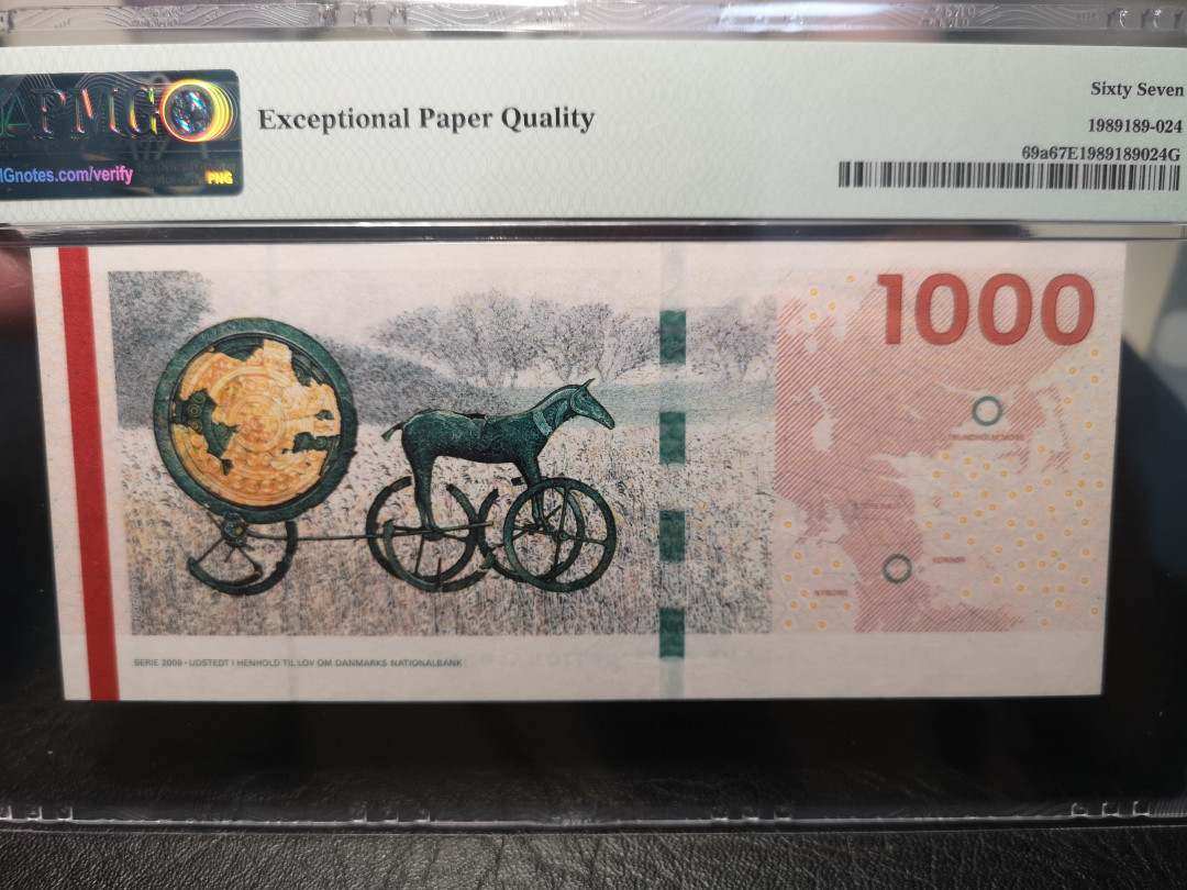 《外钞收藏家》2021年第2拍（97期） 丹麦桥版1000克朗 PMG67