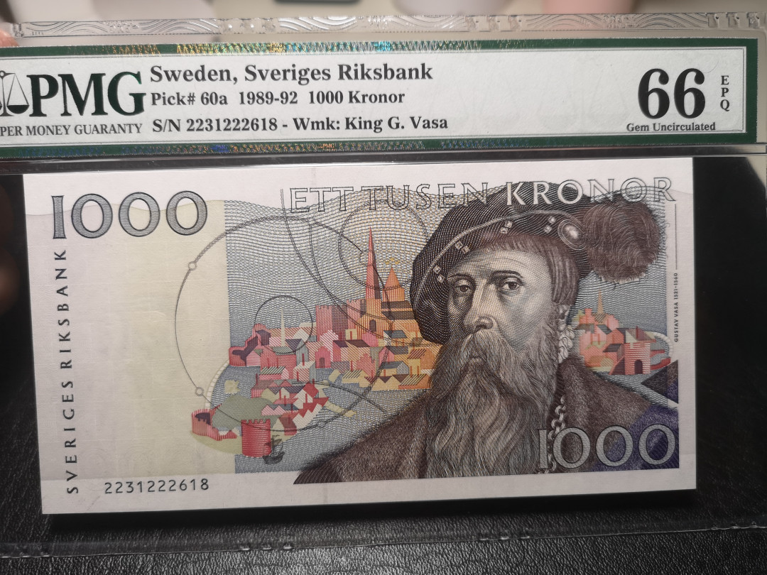 《外钞收藏家》2021年第2拍（97期） 1989年瑞典1000克朗  初版 PMG66