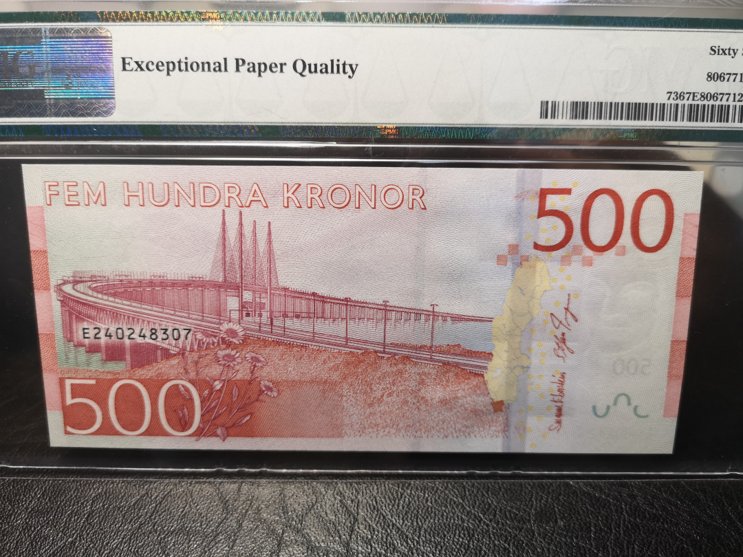 《外钞收藏家》2021年第2拍（97期） 2016年瑞典500克朗 PMG67