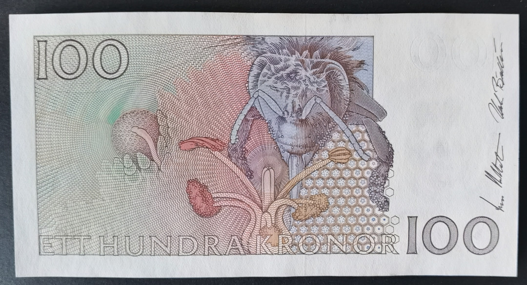 小福收藏拍卖第1期 豹子号狮子号全同号精选专场 多国外钞+港台纸币  瑞典 2000年 100克朗 豹子号尾555 少见早期无全息版本 