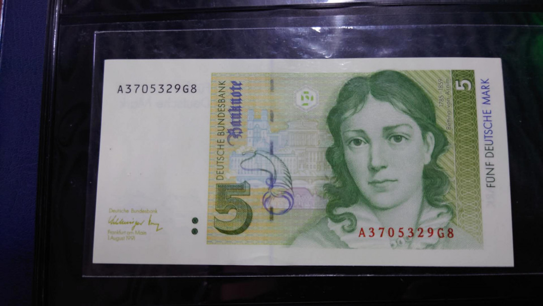 【囧羊收藏】精选微拍第12期（2021年第三期）世界纸币场 1991年德国5马克 全新绝品全程无4