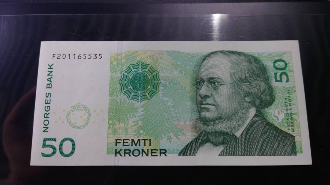 【囧羊收藏】精选微拍第12期（2021年第三期）世界纸币场 挪威50克朗 全新UNC绝品无47号码