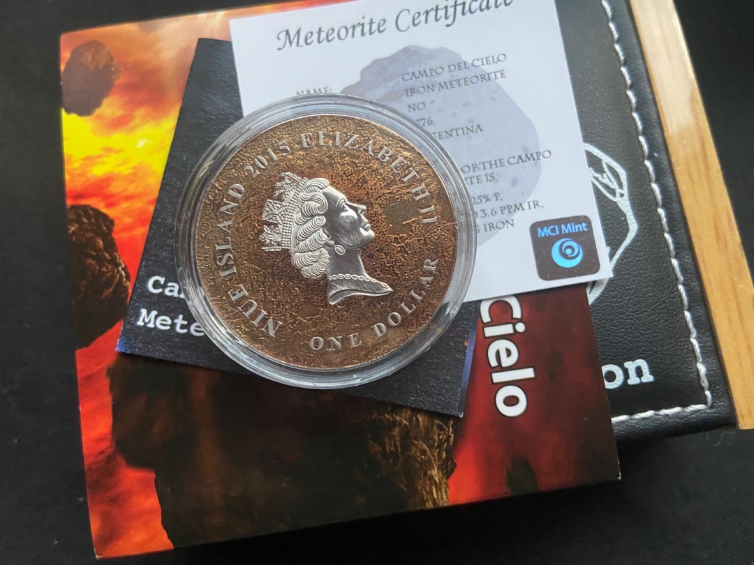 【币观天下】第137场钱币拍卖【直播拍卖】【今年最后一场】 【纽埃】纽埃2015年(1)1盎司陨石冲击彩色手工仿古银币(1)阿根廷陨铁