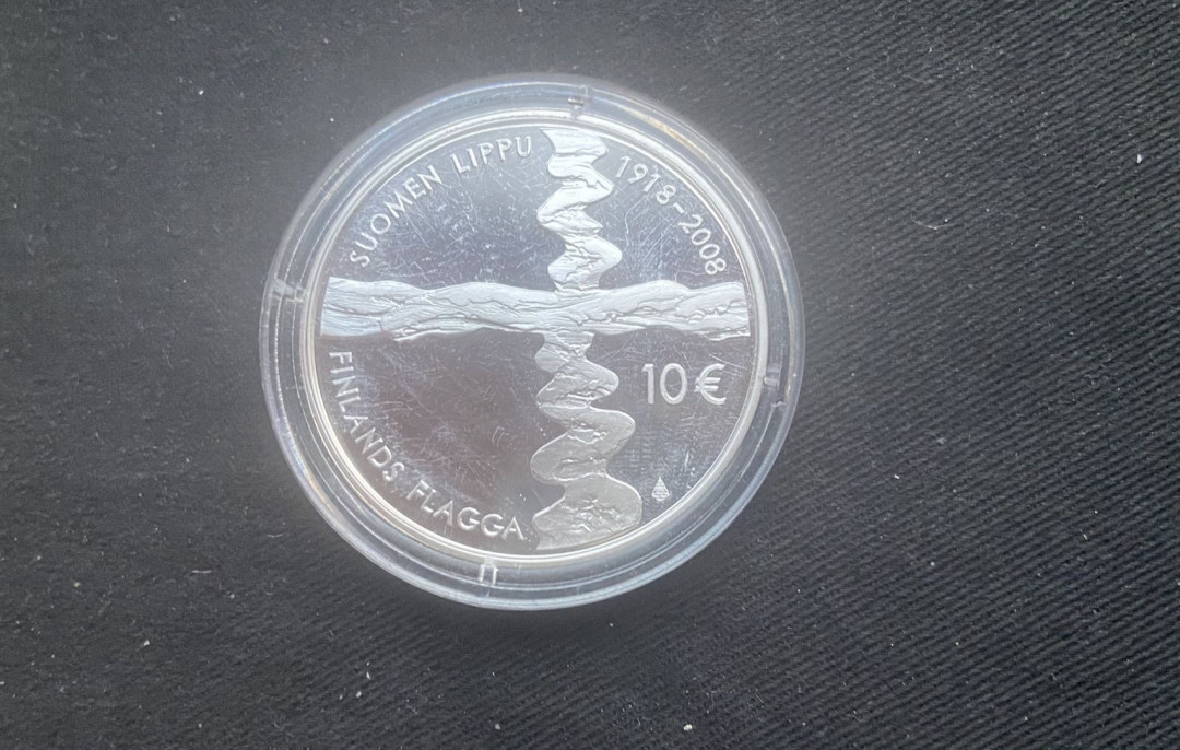 【币观天下】第137场钱币拍卖【直播拍卖】【今年最后一场】 【芬兰】2008年芬兰10欧纪念银币国家旗帜共和国九十周年