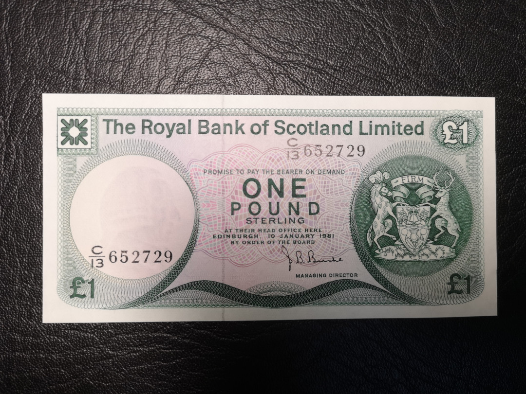 《外钞收藏家》2021年第3拍（98期） 苏格兰1981年1镑 全新unc BWC作品