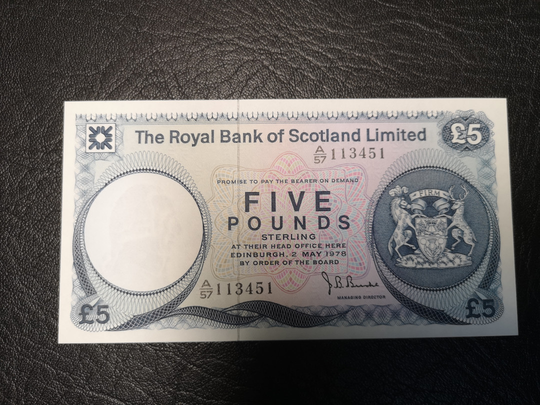 《外钞收藏家》2021年第3拍（98期） 苏格兰1978年5镑 全新unc BWC作品