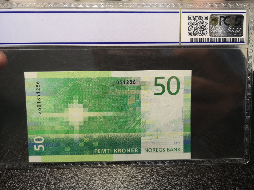 《外钞收藏家》2021年第3拍（98期） 挪威最新版50克朗 pcgs68分