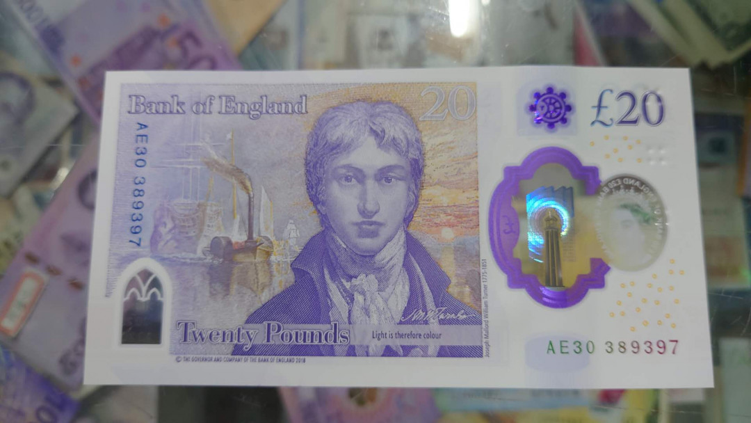 【囧羊收藏】精选微拍第13期（2021年第四期）~纸币硬币混合篇 2020年英国G序列20镑 塑料钞 全新UNC绝品