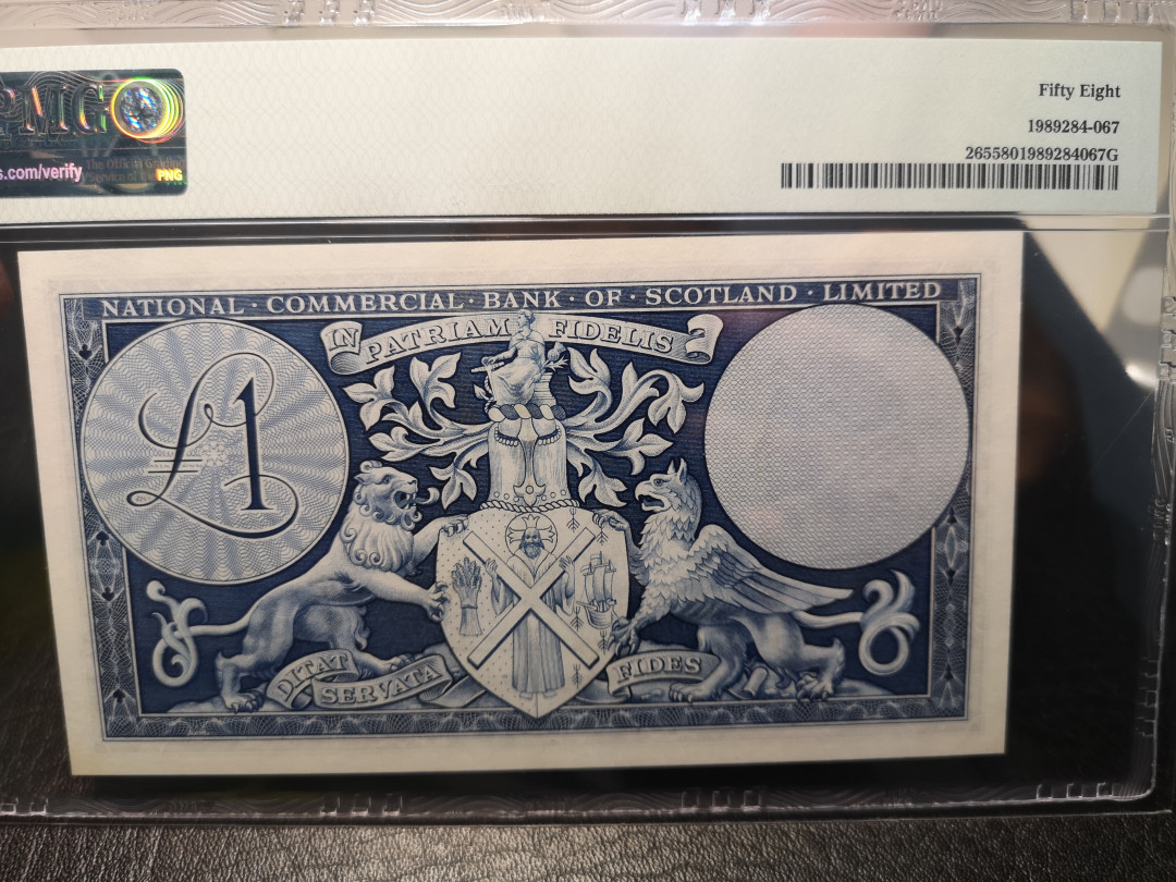 《外钞收藏家》2021年第3拍（98期） 苏格兰1959年1镑 PMG58  BWC印刷精品