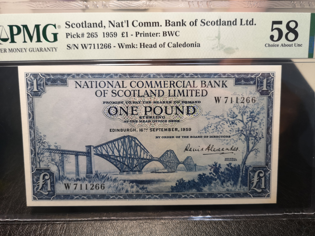 《外钞收藏家》2021年第3拍（98期） 苏格兰1959年1镑 PMG58  BWC印刷精品