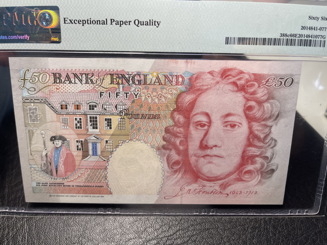 《外钞收藏家》2021年第3拍（98期） 英国1994年E序列50镑 PMG66 尾88