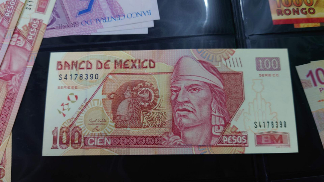 【囧羊收藏】精选微拍第13期（2021年第四期）~纸币硬币混合篇 2008年墨西哥100比索 全新UNC绝品