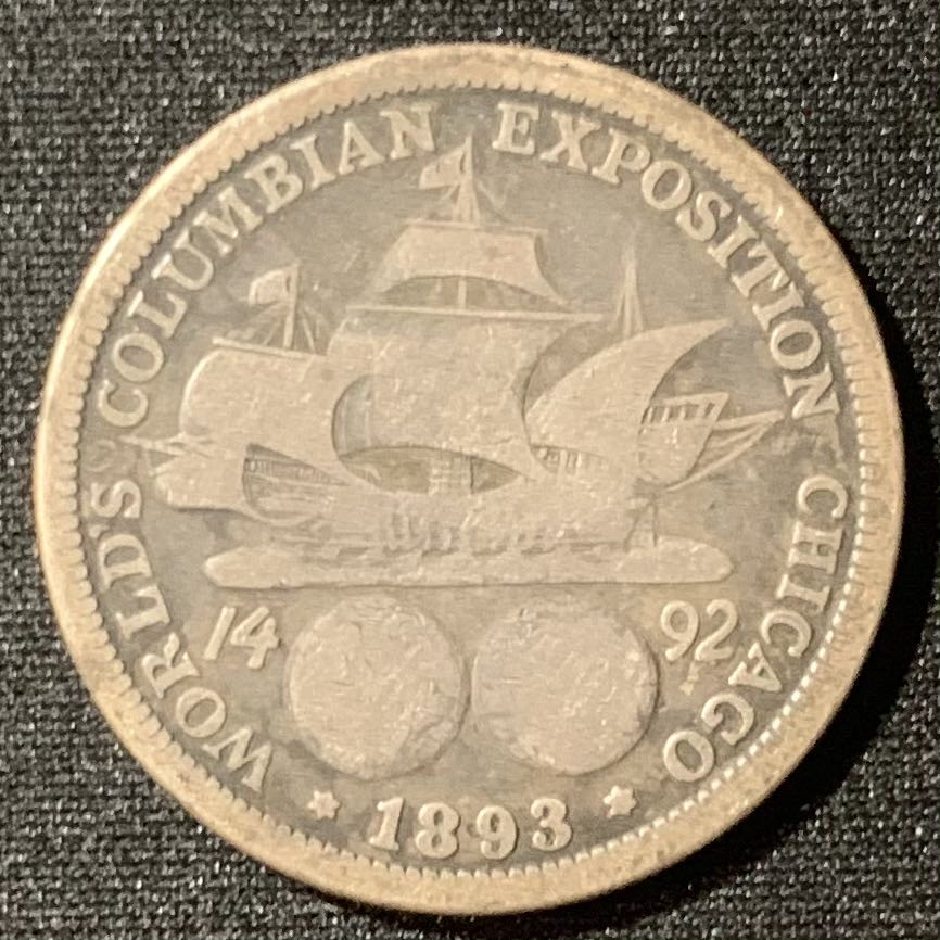 紫瑗钱币—微拍第128期  美国 1893年 哥伦布发现美洲500周年 50美分 半美元 12.5克 0.9银