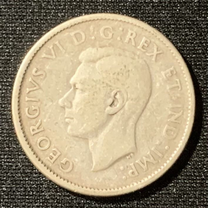 紫瑗钱币—微拍第130期  加拿大 1947年 乔治6世 25分 5.84克 0.8银