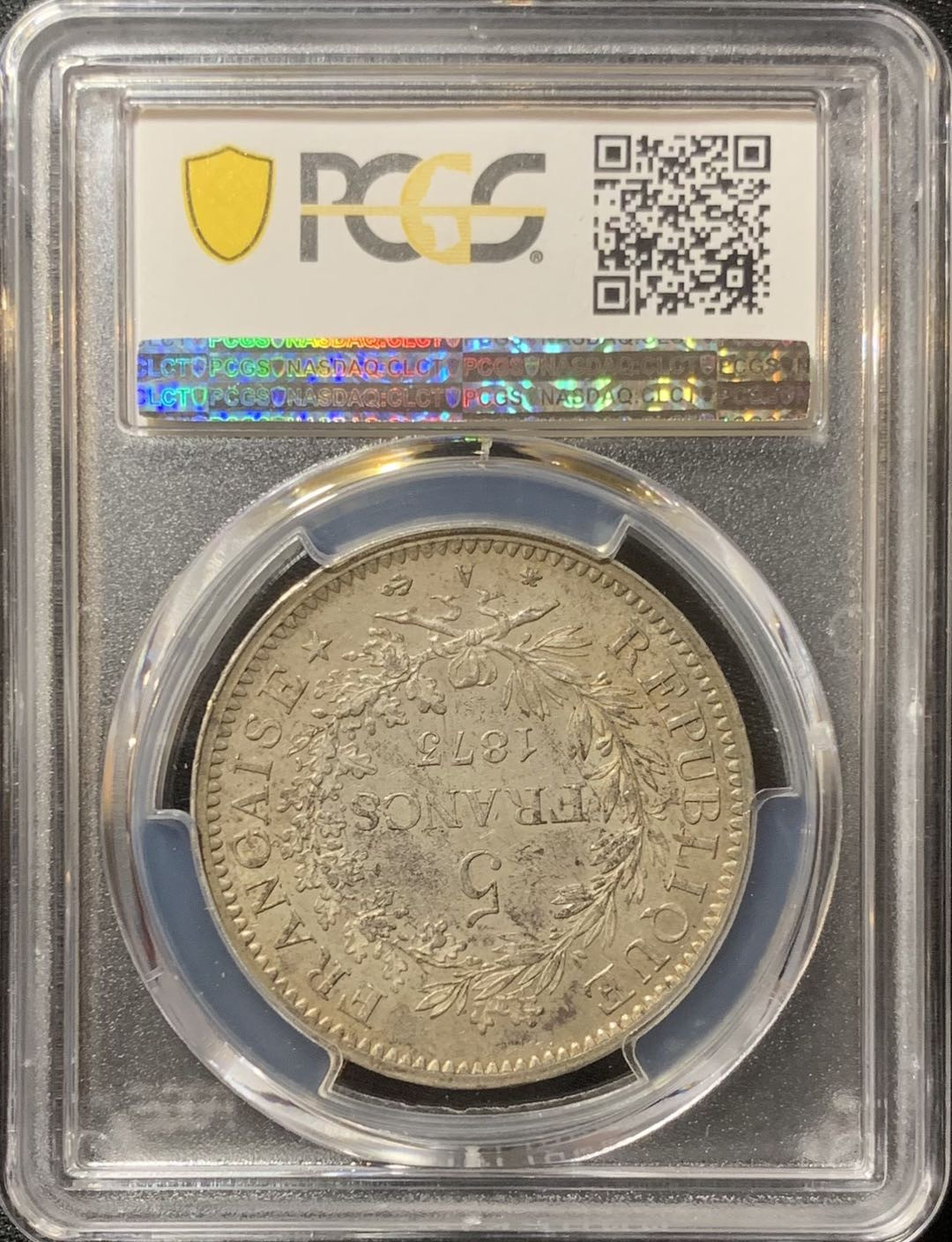 紫瑗钱币—微拍第128期  法国 1873年 A版 大力神 5法郎 PCGS MS62