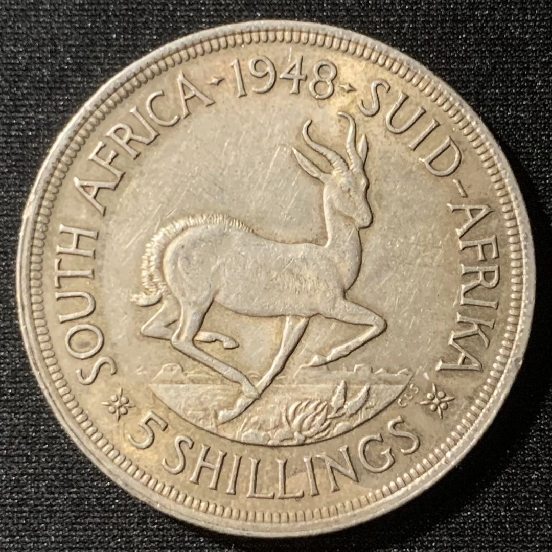 紫瑗钱币—微拍第130期  南非 1948年 乔六 羚羊 5先令 28.28克 0.8银 