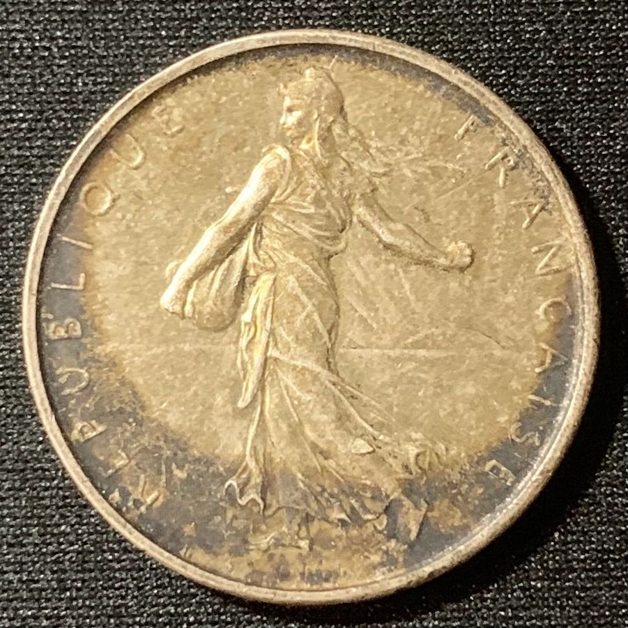 紫瑗钱币—微拍第133期  法国 1961年 播种女神 5法郎 12克 0.835银