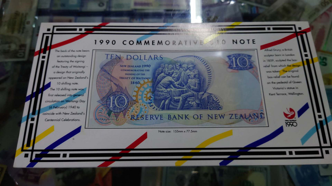 【囧羊收藏】精选微拍第13期（2021年第四期）~纸币硬币混合篇 1990年新西兰10元纪念钞 原装册 全新UNC 全程无47小号