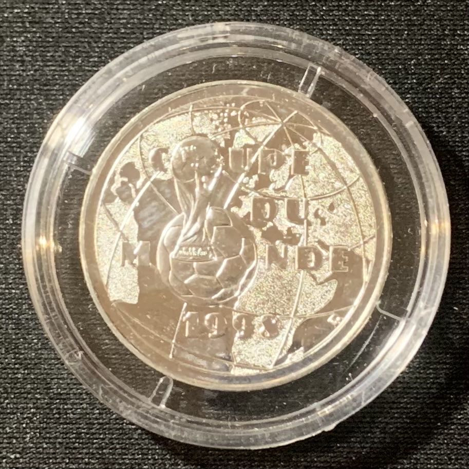 紫瑗钱币—微拍第130期  法国 1997年 世界杯 1法郎 12克 0.9银 UNC 原盒