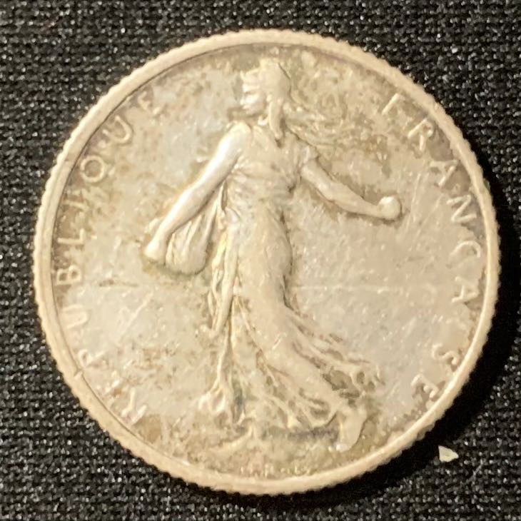 紫瑗钱币—微拍第133期  法国 1918年 自由女神 1法郎 5克 0.835银