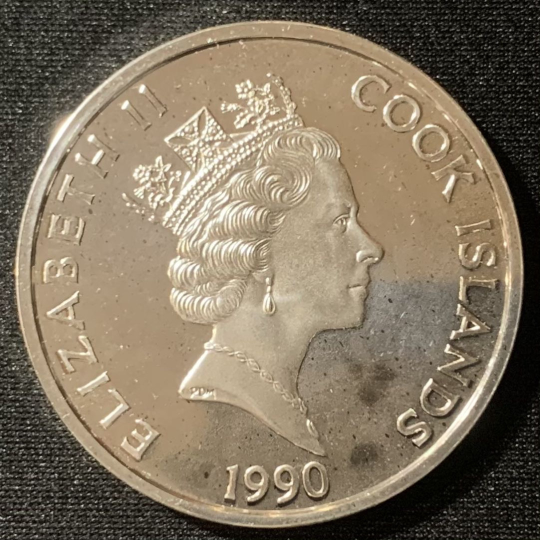 紫瑗钱币—微拍第130期  库克群岛 1990年 发现美洲500周年 卡夫拉 50元 31.35克 0.925银 精制 