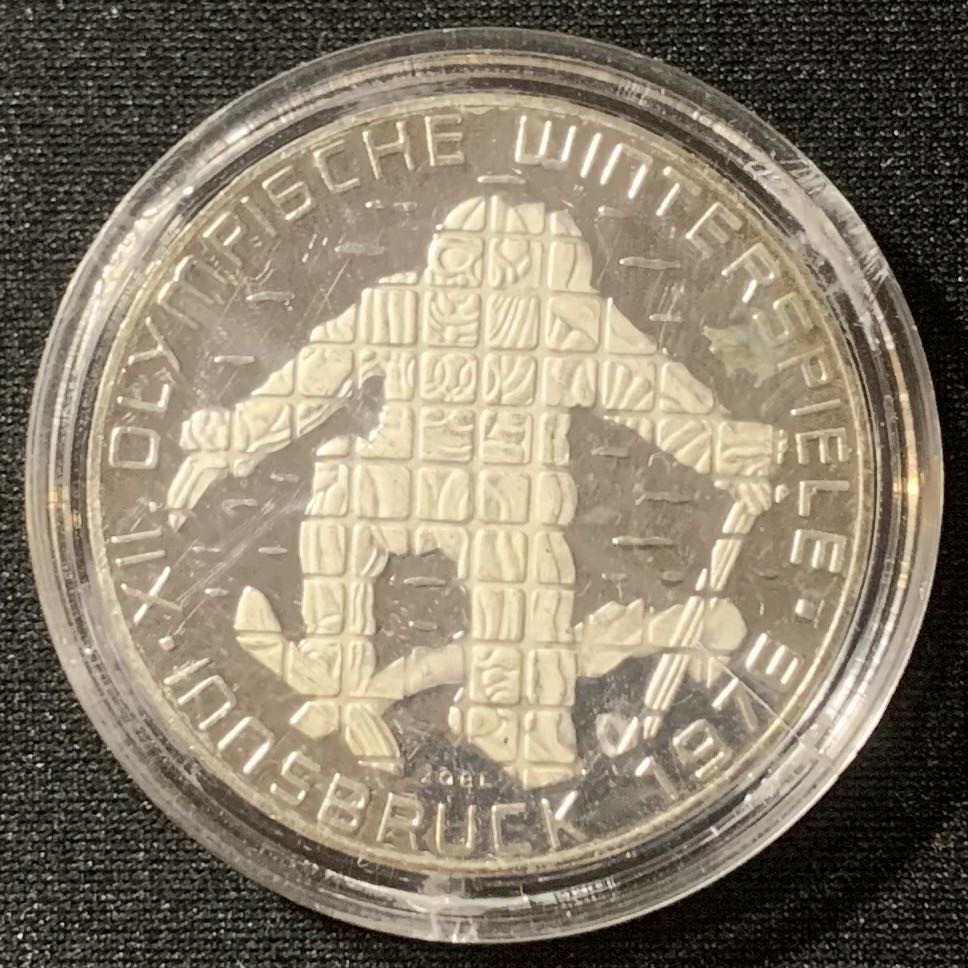 紫瑗钱币—微拍第128期  奥地利 1976年 因斯布鲁克冬奥运 滑雪 100先令 24克 0.64银 精制