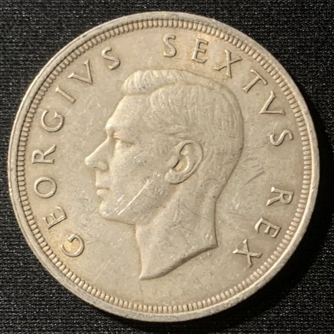 紫瑗钱币—微拍第130期  南非 1948年 乔六 羚羊 5先令 28.28克 0.8银 