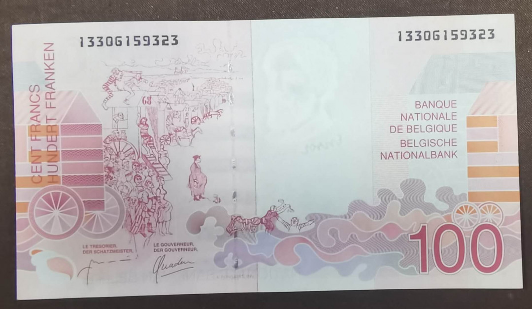 北京马甸外币专卖第三十九期，纸币专场，陆续上新，欢迎关注 比利时100法郎纸币，品相如图全新