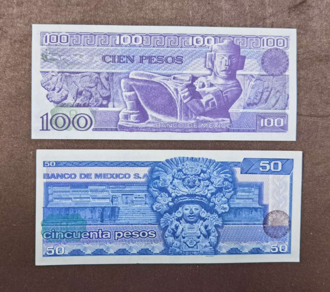 北京马甸外币专卖第三十九期，纸币专场，陆续上新，欢迎关注 墨西哥纸币2張，品相如图全新