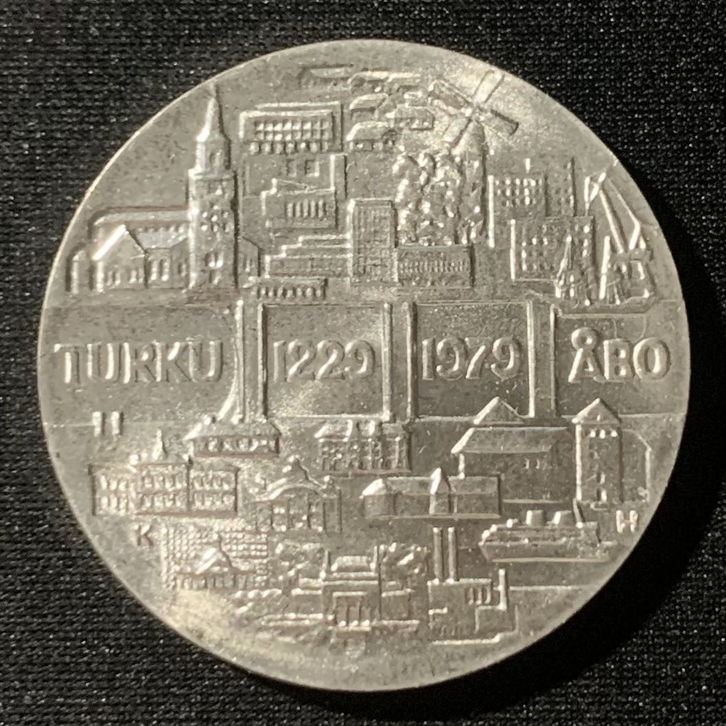 紫瑗钱币—微拍第128期  芬兰 1979年  图尔库建城750周年 25马克 26.6克 0.5银 获奖币