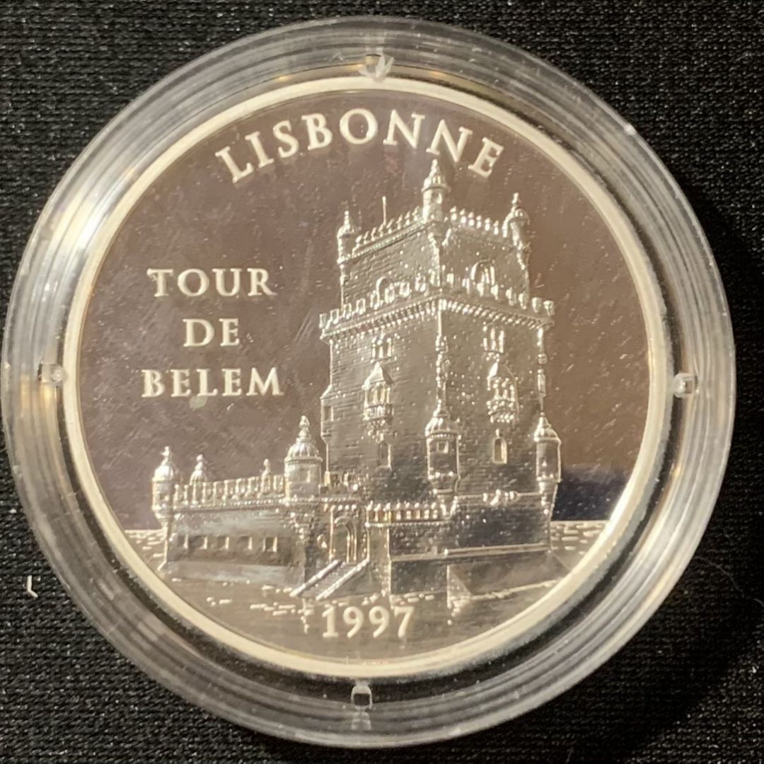 紫瑗钱币—微拍第128期  法国 1997年 里斯本贝伦城堡 100法郎15欧元 22.2克 0.9银 精制 带证书