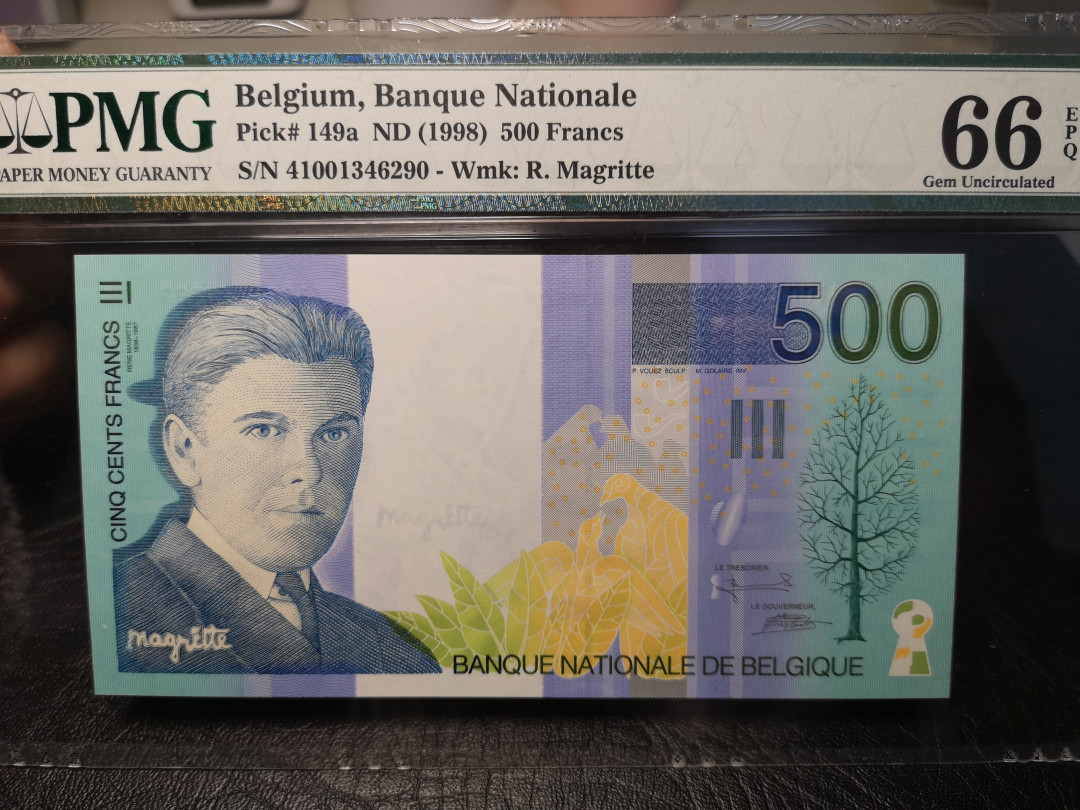 《外钞收藏家》2021年第4拍（99期） 比利时末版500法郎 PMG66