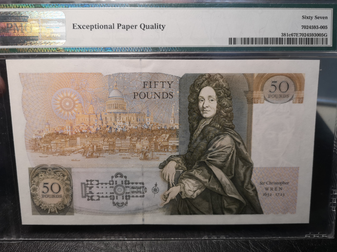 《外钞收藏家》2021年第4拍（99期） 英国D序列50镑 500032全同号系列 PMG67