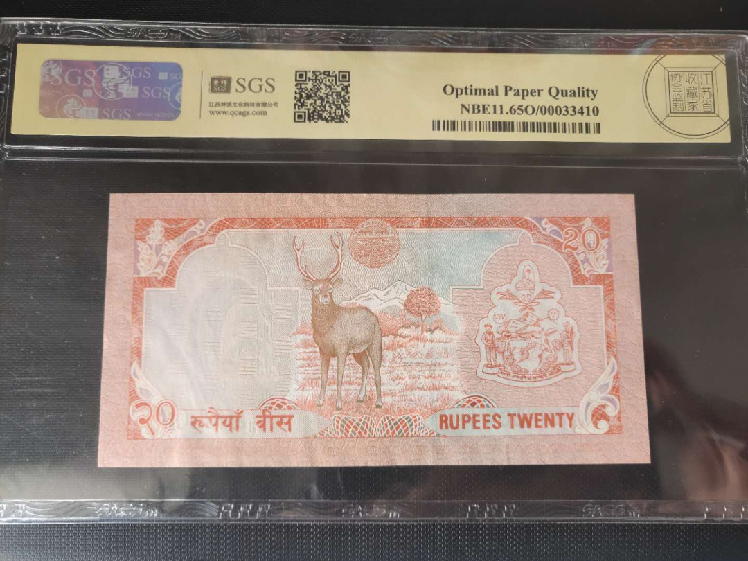 N&C第2期: 国评中外纸币专场 1988年尼泊尔20卢比 美评评级65分