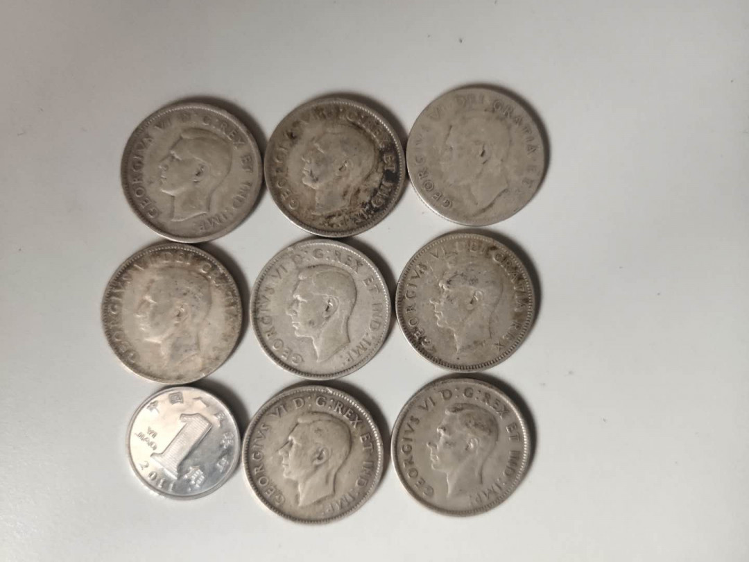 N&C第3期: 近现代外国银币专场 加拿大乔治六世时期25美分银币8枚 驯鹿