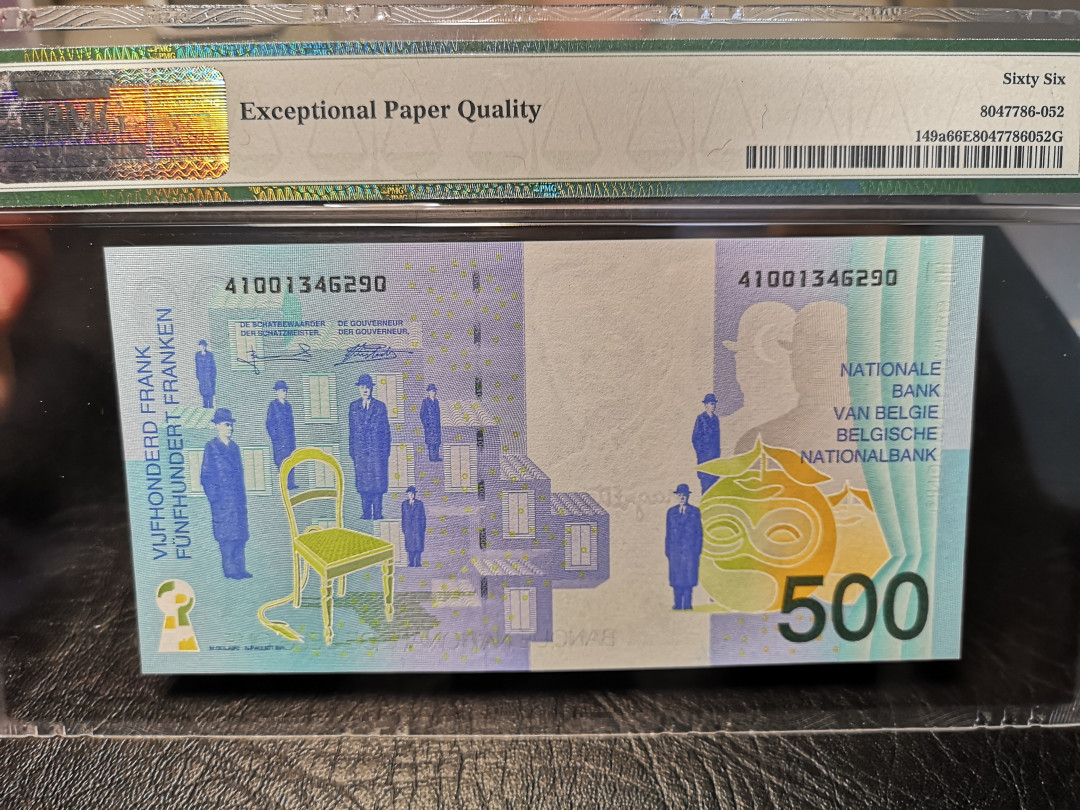 《外钞收藏家》2021年第4拍（99期） 比利时末版500法郎 PMG66
