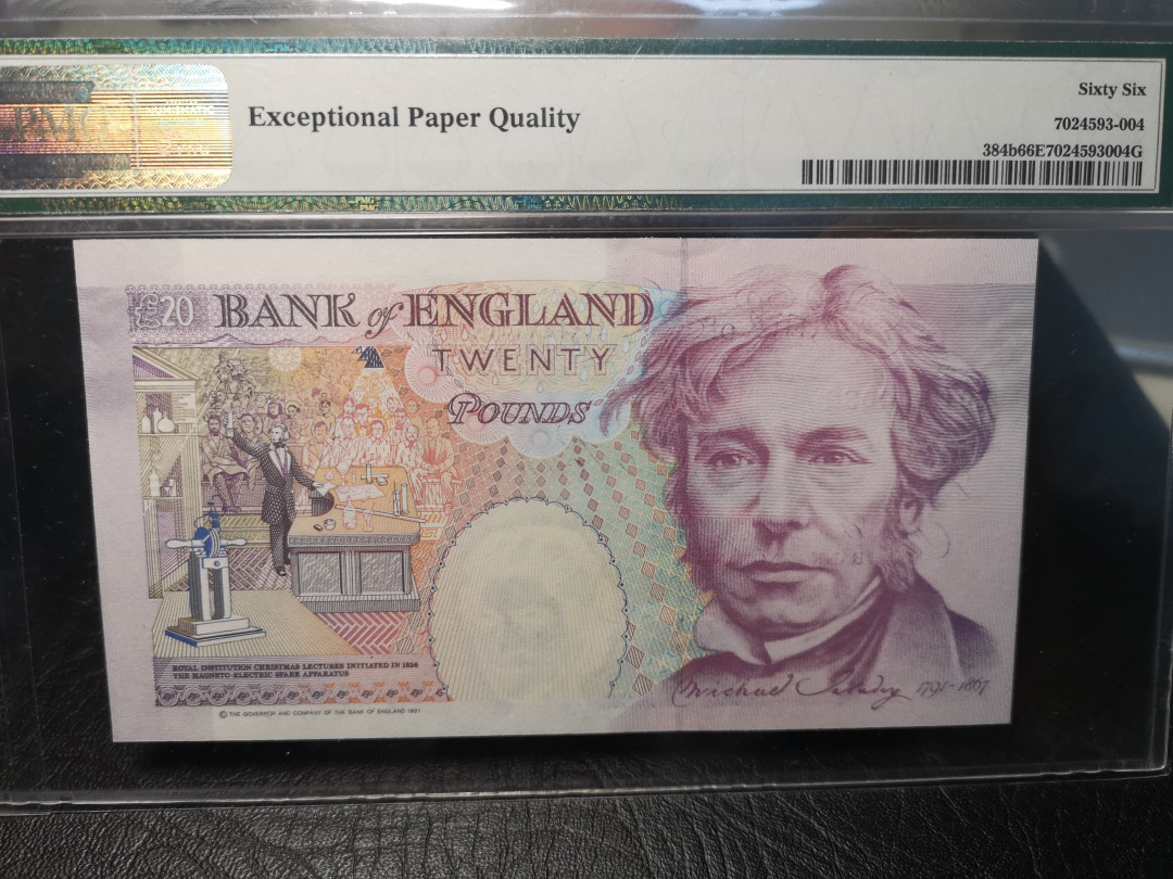 《外钞收藏家》2021年第4拍（99期） 英国1991年20镑 500032全同号系列 PMG66