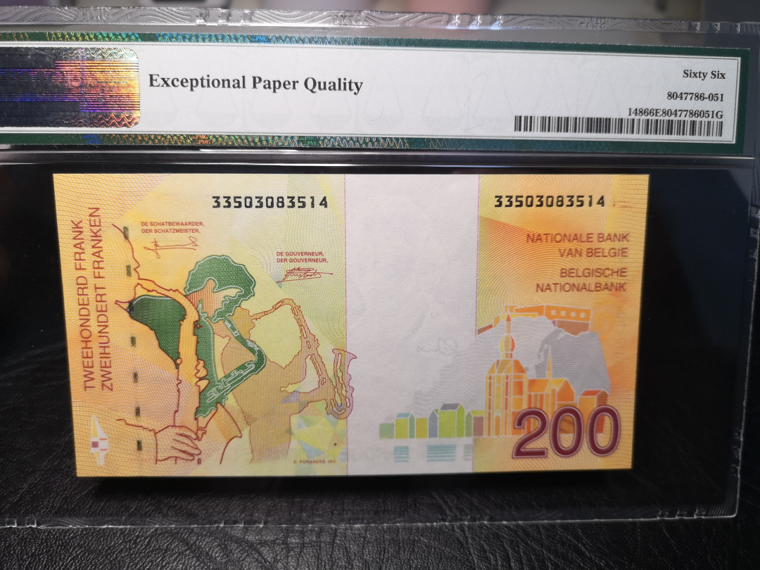 《外钞收藏家》2021年第4拍（99期） 比利时末版200法郎 PMG66