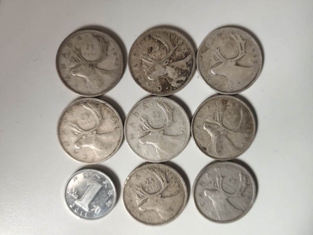 N&C第3期: 近现代外国银币专场 加拿大乔治六世时期25美分银币8枚 驯鹿