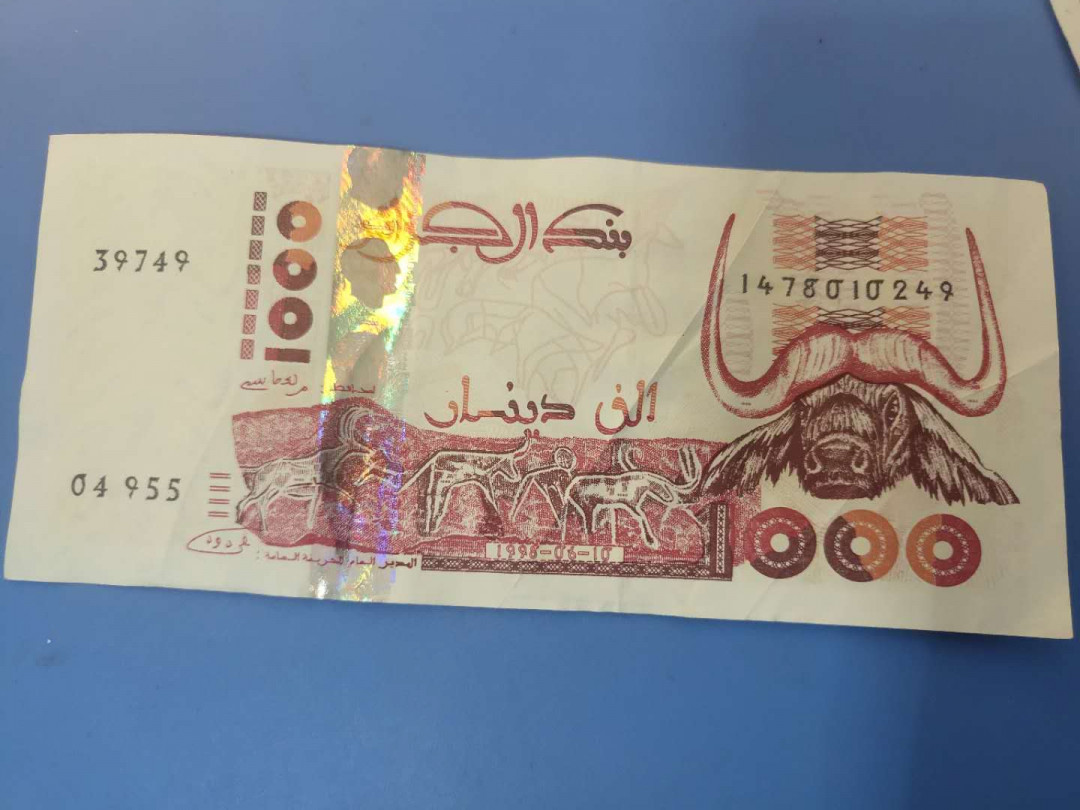 N&C第5期 最后一拍: 外国纸币裸钞专场 阿尔及利亚1000第纳尔两张 流通八品
