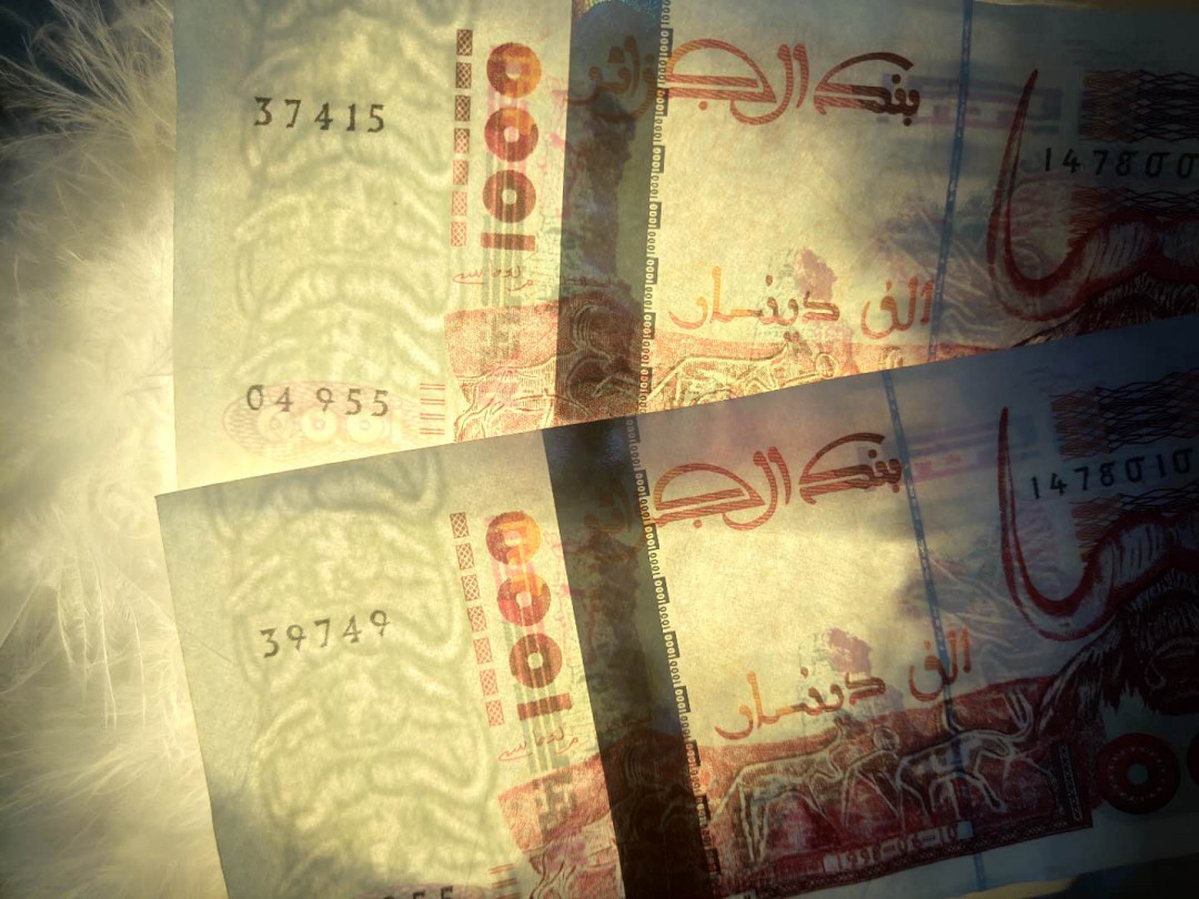 N&C第5期 最后一拍: 外国纸币裸钞专场 阿尔及利亚1000第纳尔两张 流通八品