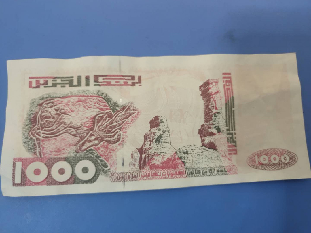 N&C第5期 最后一拍: 外国纸币裸钞专场 阿尔及利亚1000第纳尔两张 流通八品