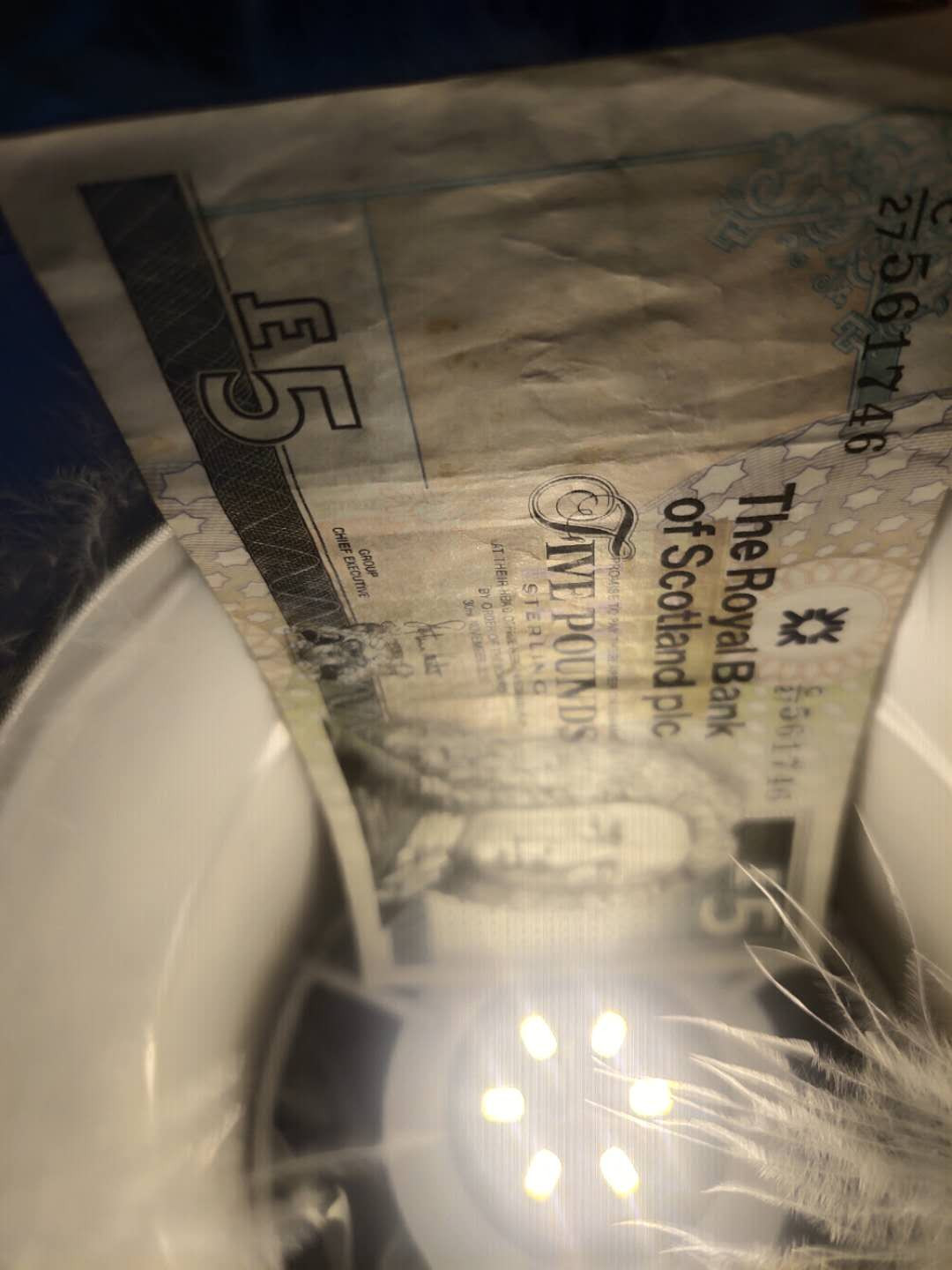 N&C第5期 最后一拍: 外国纸币裸钞专场 苏格兰5镑 流通品 有笔迹